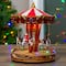 11" Red & White LED Animated Christmas Carousel with Horses
